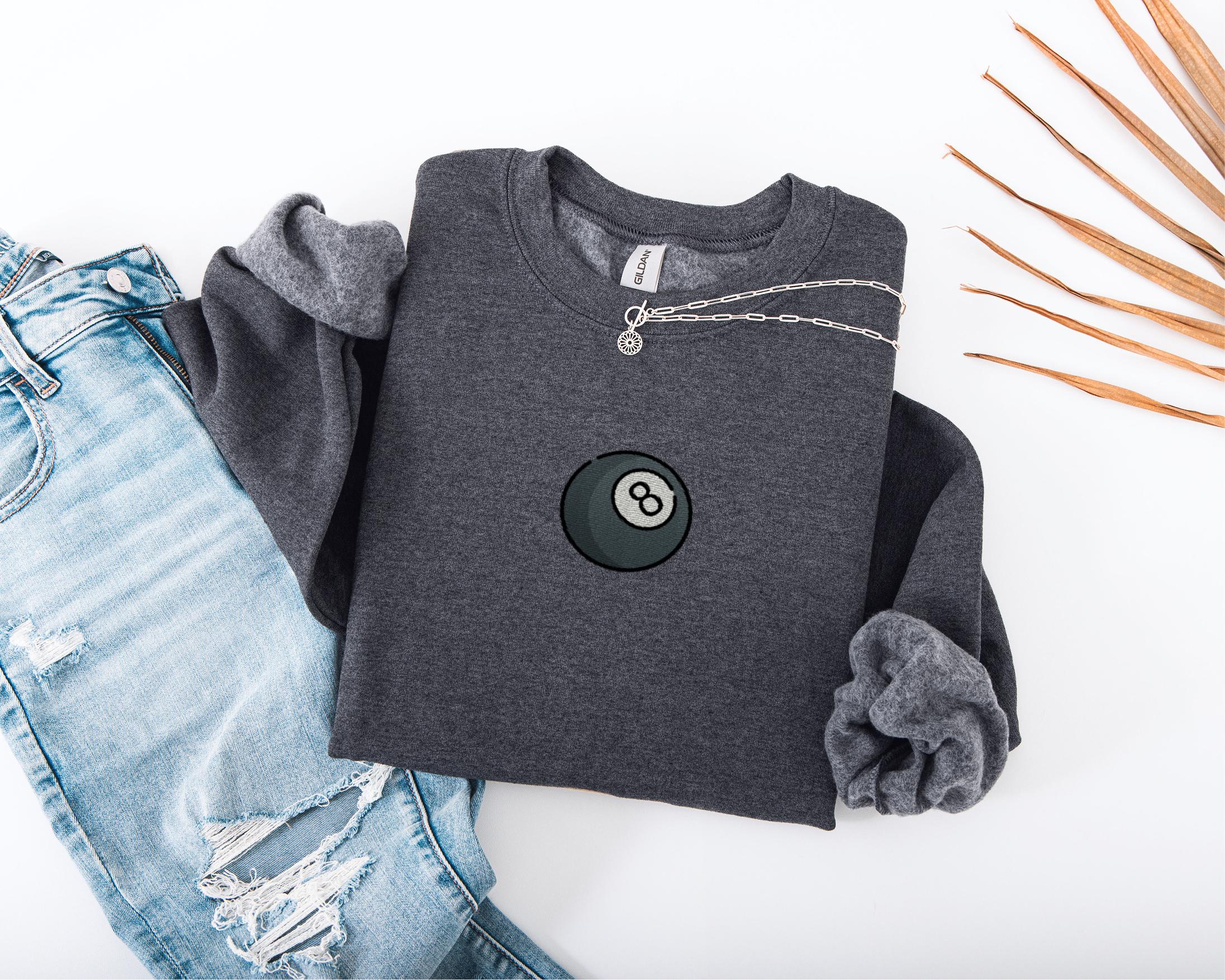 Embroidered 8 Ball Crewneck Sweatshirt, Unisex Billiard Sweater - Etsy