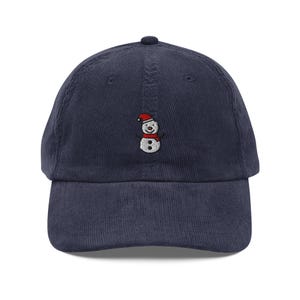 Snowman Baseball Cap, Gift For Snowman Lovers, Cute Christmas Corduroy Cap, Sustainable Hat, For Him & Her, Embroidery, Vintage Funny Hat