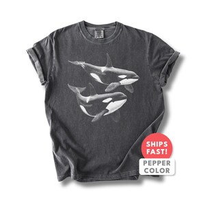 Aesthetic Orca Shirt: Comfort Colors Orca Whale Sea Life T-Shirt image 3