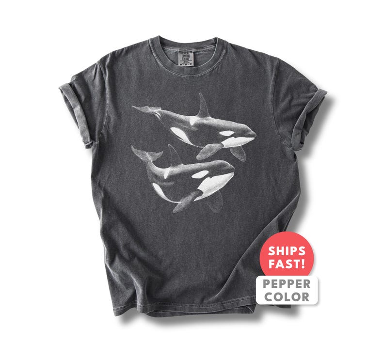Aesthetic Orca Shirt: Comfort Colors Orca Whale Sea Life T-Shirt image 3
