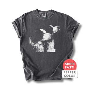 Border Collie Shirt | Vintage Border Collie Portrait Tee | Border Collie Mom Dad Gift | Comfort Colors Herding Dog Breed Top image 3