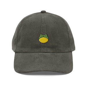 Frog Baseball Cap, Gift For Frog Lovers, Cute Animal Corduroy Cap, Sustainable Hat, For Him & Her, Embroidery, Vintage Funny Hat
