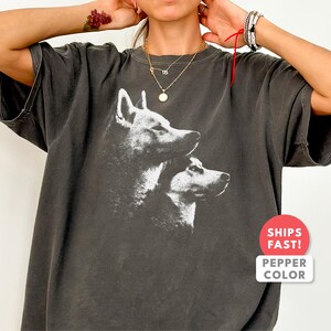 Chemise husky sibérien, t-shirt graphique portrait de chien vintage image 2