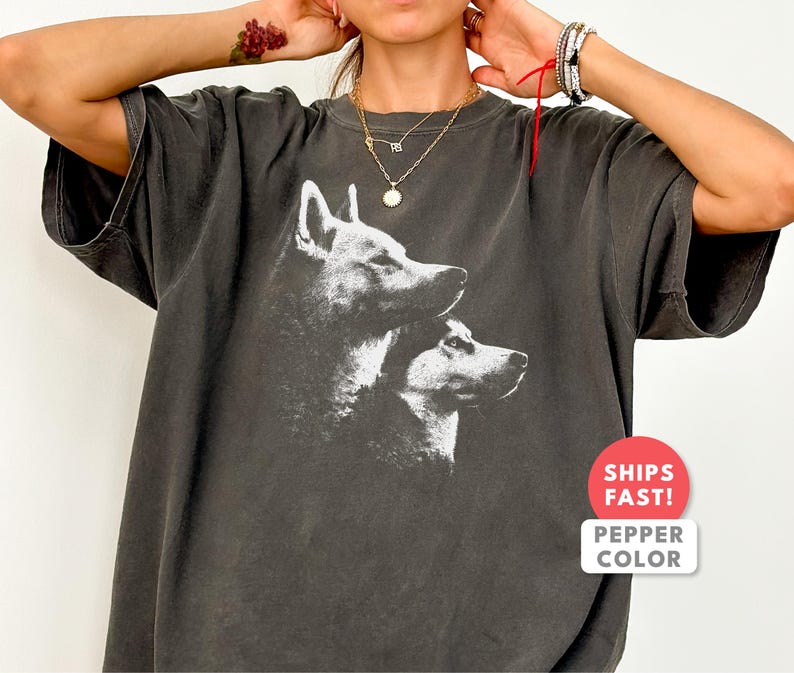 Chemise husky sibérien, t-shirt graphique portrait de chien vintage image 2