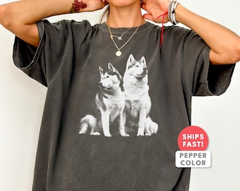 Shirt Siberische husky | Vintage T-shirt met Husky Dog Lover-print | Husky moeder vader cadeau | Comfort Colours Espresso Husky Breed Top