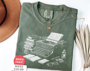 Vintage Typewriter Shirt: Comfort Colors Writer Author T-Shirt