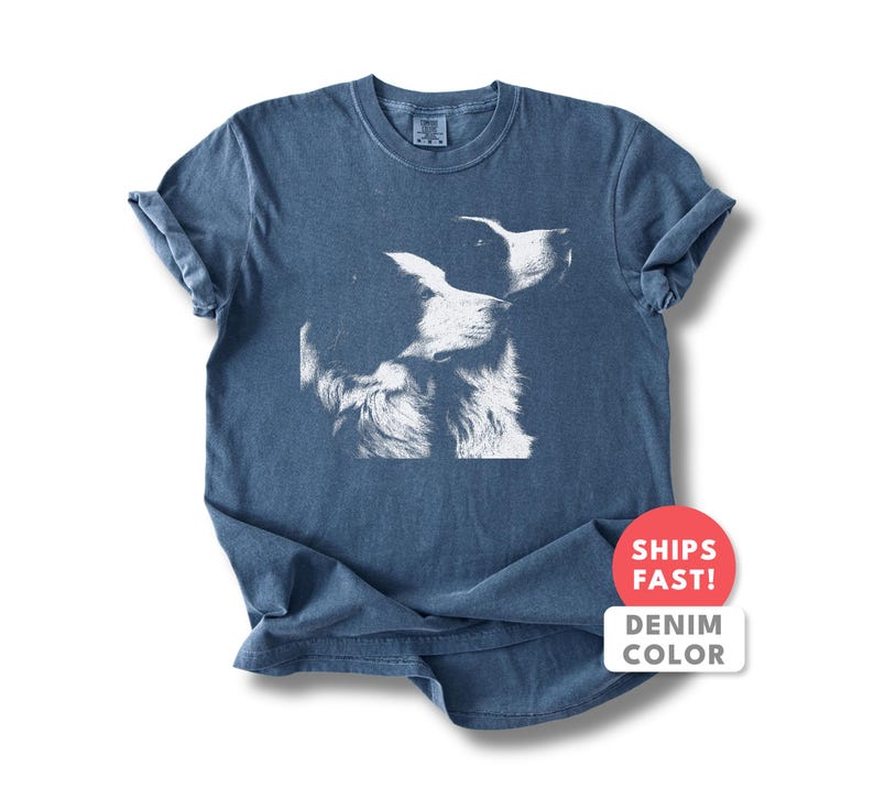 Border Collie Shirt | Vintage Border Collie Portrait Tee | Border Collie Mom Dad Gift | Comfort Colors Herding Dog Breed Top image 7