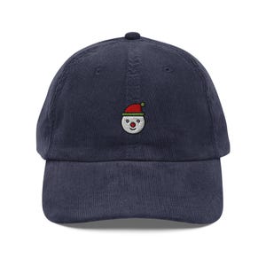 Snowman Baseball Cap, Gift For Snowman Lovers, Cute Christmas Corduroy Cap, Sustainable Hat, For Him & Her, Embroidery, Vintage Funny Hat