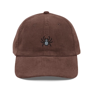 Spider Baseball Cap, Gift For Spider Lovers, Cute Halloween Corduroy Cap, Sustainable Hat, For Him & Her, Embroidery, Vintage Funny Hat