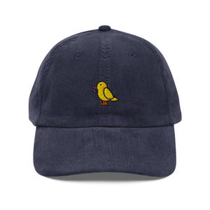 Embroidered Bird Hat, Vintage Corduroy Cap, Gift For Bird Lovers, Retro Nature Hat, Sustainable Hat, For Him & Her, Unisex Ball Cap