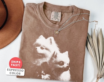 Shirt Pommeren | Vintage Pommeren hondenportret T-shirt | Pommeren cadeau moeder vader | Comfort Colors pom hondenras graphic top