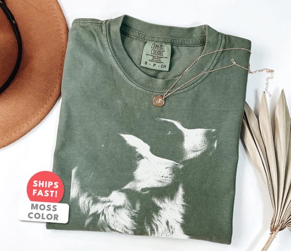 Border Collie Shirt | Vintage Border Collie Portrait Tee | Border Collie Mom Dad Gift | Comfort Colors Herding Dog Breed Top