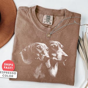 Dachshund Shirt | Vintage Dachshund Dog Portrait Tee | Dachshund Mom Dad Gift | Comfort Colors Weenie Dog Breed Graphic Top image 4