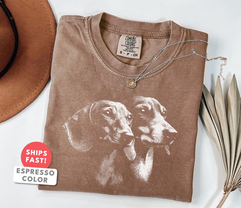 Dachshund Shirt | Vintage Dachshund Dog Portrait Tee | Dachshund Mom Dad Gift | Comfort Colors Weenie Dog Breed Graphic Top image 4