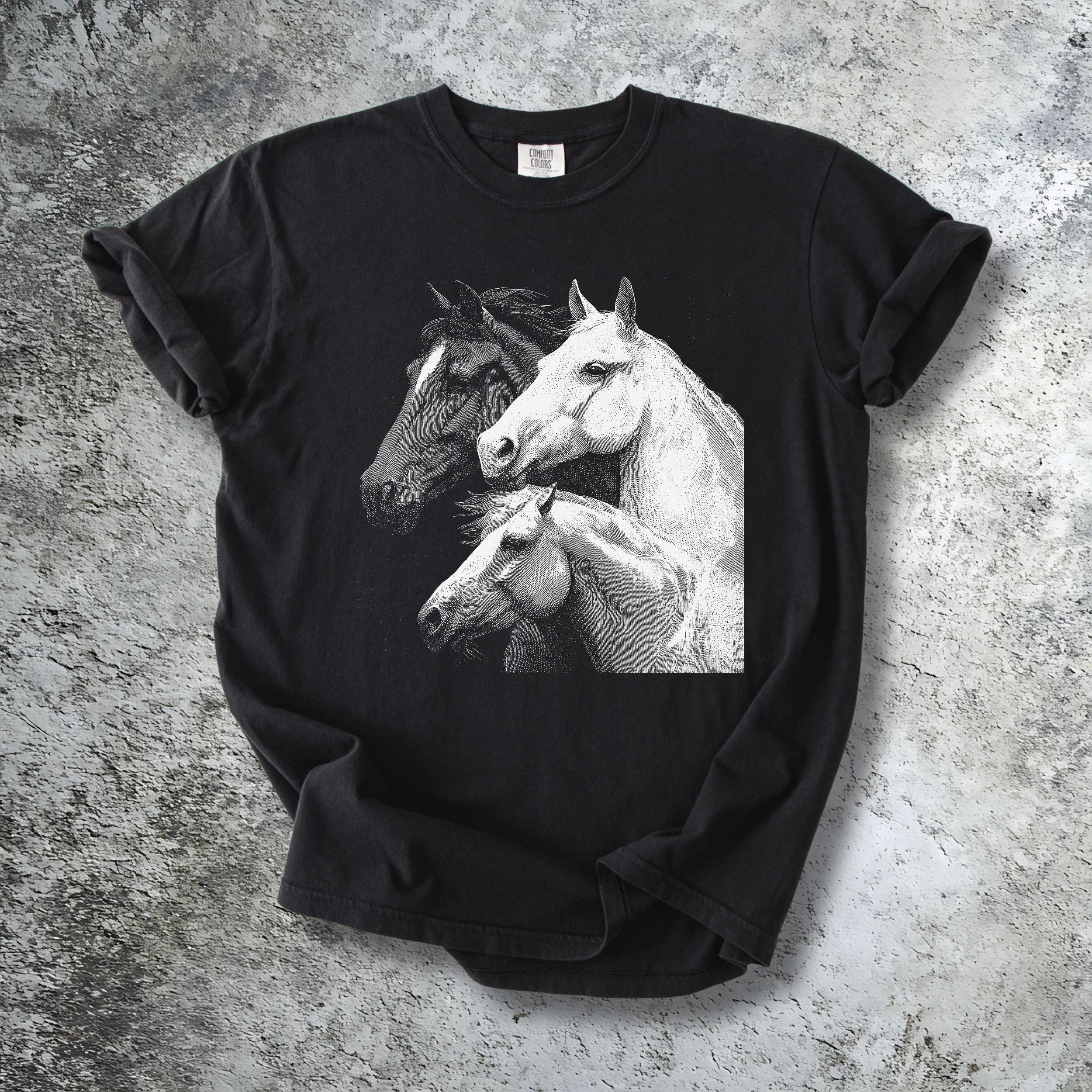 Horse Shirt | Vintage Two Horses Graphic Tee | Comfort Colors