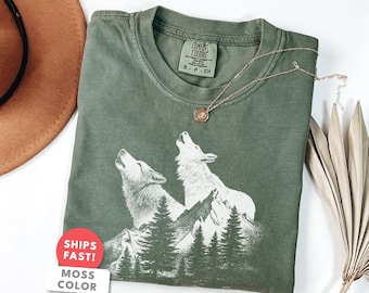 Moon Wolves Forest Shirt: Comfort Colors Graphic Tee