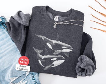 Sudadera con diseño de orca: suéter estético de orca marina