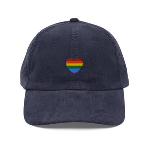 Embroidered LGBT Hat, Rainbow Hat, Vintage Corduroy Cap, Gift For LGBT Lovers, Retro Pride Hat, Gay Pride Corduroy Cap, Retro Queer Hat