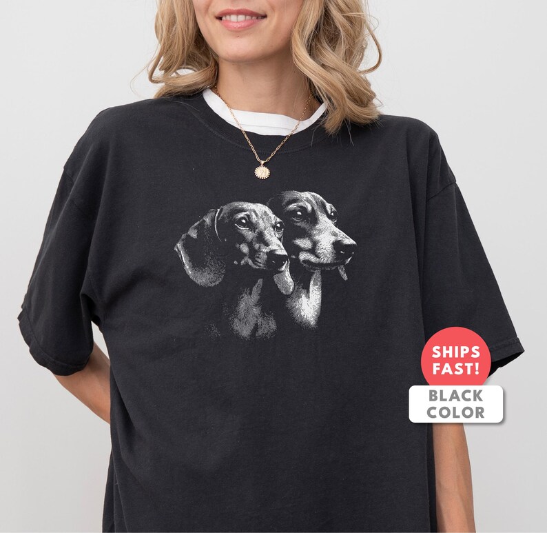 Dachshund Shirt | Vintage Dachshund Dog Portrait Tee | Dachshund Mom Dad Gift | Comfort Colors Weenie Dog Breed Graphic Top image 6
