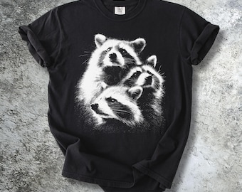 Raccoon Graphic Tee | Vintage Retro Raccoon Portrait Shirt | Comfort Colors Animal Lover Gift | Garment Dyed Wildlife Top