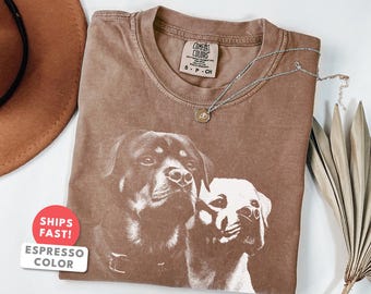 Camiseta de Rottweiler / Camiseta vintage con retrato de perro Rottweiler / Regalo para mamá o papá Rottweiler / Camiseta con estampado de raza Rottweiler de Comfort Colors