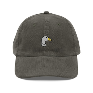 Goose Baseball Cap, Gift For Goose Lovers, Cute Pet Corduroy Cap, Sustainable Hat, For Him & Her, Embroidery, Vintage Funny Hat, Silly Goose