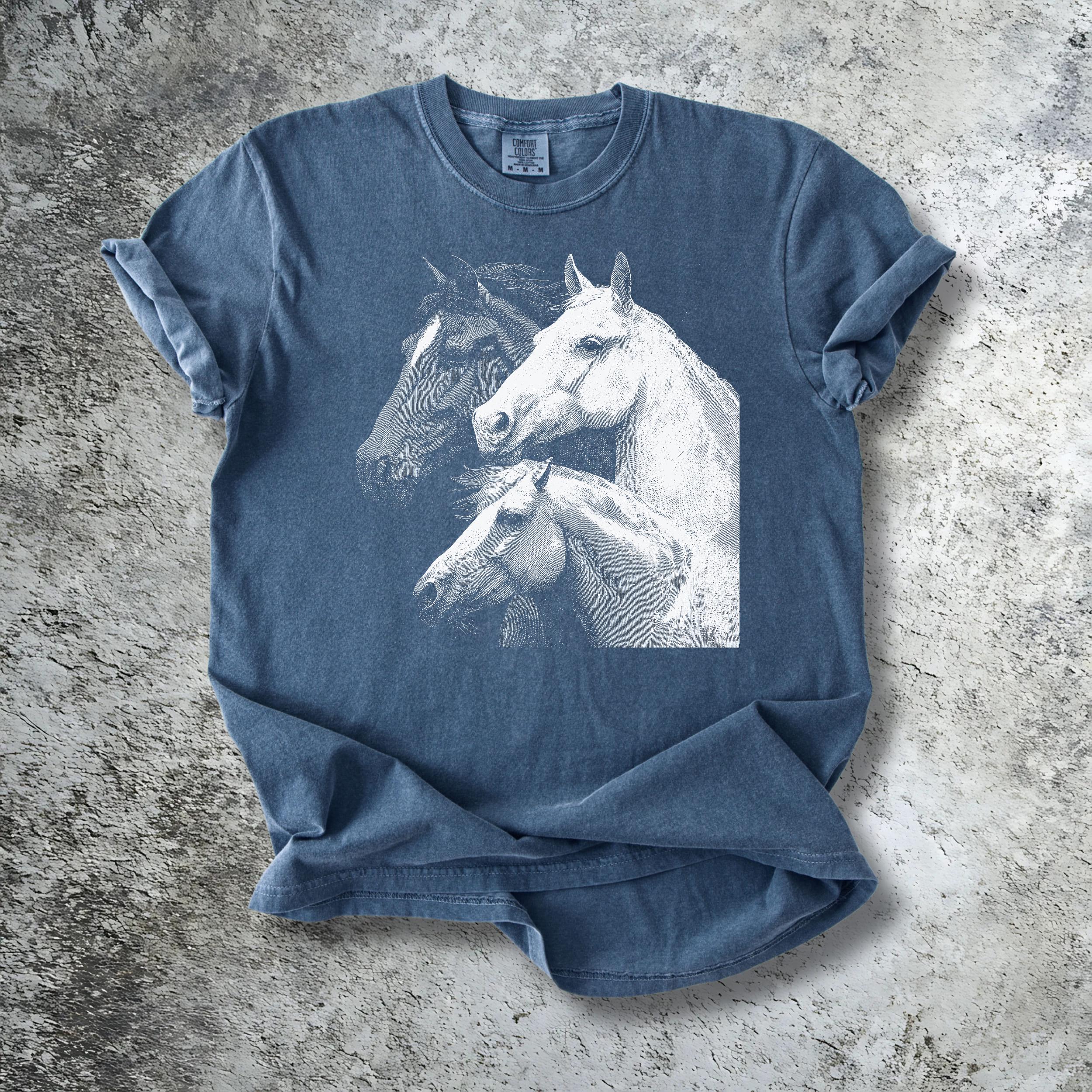 Horse Shirt | Vintage Two Horses Graphic Tee | Comfort Colors