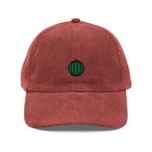 Watermelon Baseball Cap, Gift For Watermelon Lovers, Cute Fruit Corduroy Cap, Sustainable Hat, For Him & Her, Embroidery, Vintage Funny Hat