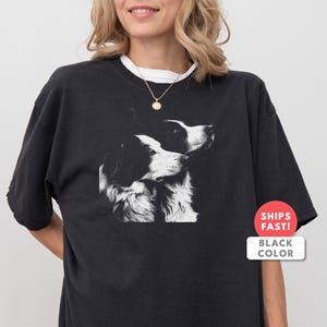 Border Collie Shirt | Vintage Border Collie Portrait Tee | Border Collie Mom Dad Gift | Comfort Colors Herding Dog Breed Top image 4