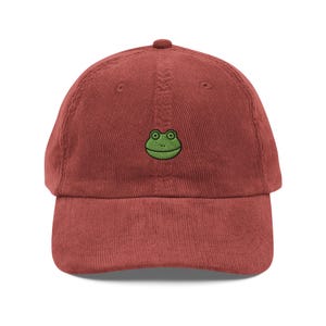 Frog Baseball Cap, Gift For Frog Lovers, Cute Animal Corduroy Cap, Sustainable Hat, For Him & Her, Embroidery, Vintage Funny Hat