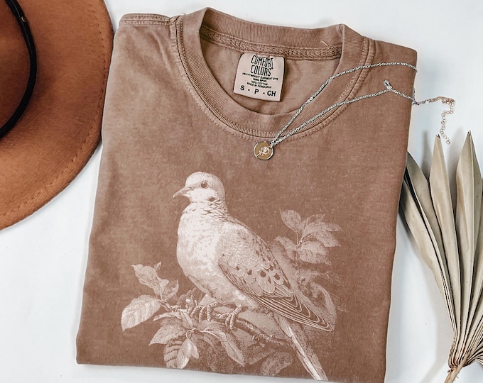 Vintage Mourning Dove Shirt | Birdwatcher Wildlife Graphic Tee | Comfort Colors Nature Lover Gift | Backyard Birding Gift for Bird Lovers