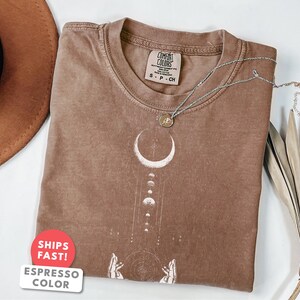 Crescent Moon Shirt | Hands Moon Graphic Tee | Comfort Colors Celestial Gift | Mystic Moon Spiritual Aesthetic Top for Her image 7