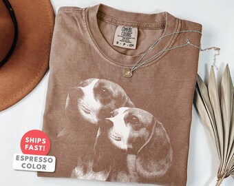 Beagle-shirt | Vintage T-shirt beagle hondportret | Beagle cadeau moeder vader | T-shirt met comfortkleuren hondenras Graphic