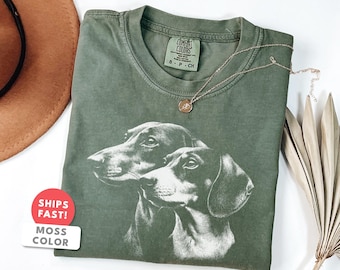 Camiseta con gráfico de perro salchicha: Camiseta con colores cómodos para amantes de los perros