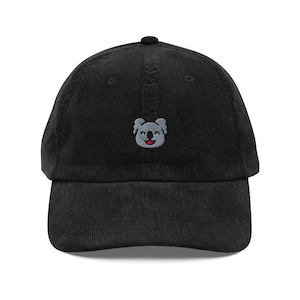 Koala Baseballmütze, Geschenk für Koala-Liebhaber, niedliche Tier-Cordmütze, nachhaltige Mütze, für Sie und Ihn, Stickerei, lustige Vintage-Mütze