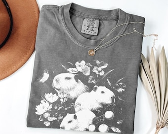 Vintage Capybara Graphic Tee, Comfort Colors Animal Shirt