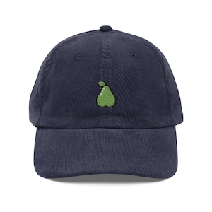 Pear Baseball Cap, Gift For Pear Lovers, Cute Fruit Corduroy Cap, Sustainable Hat, For Him & Her, Embroidery, Vintage Funny Hat