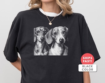 Camiseta gráfica Dachshund: Retrato vintage de perro, Camiseta Comfort Colors