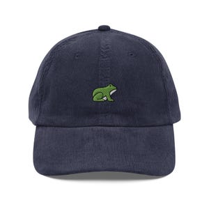 Frog Baseball Cap, Gift For Frog Lovers, Cute Animal Corduroy Cap, Sustainable Hat, For Him & Her, Embroidery, Vintage Funny Hat