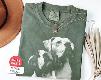 Camiseta vintage de bóxer, camiseta con estampado de retrato de perro bóxer.