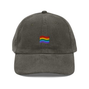 Embroidered LGBT Hat, Vintage Corduroy Cap, Gift For LGBT Lovers, Retro Pride Hat, Rainbow Hat, Gay Pride Corduroy Cap, Retro Queer Hat