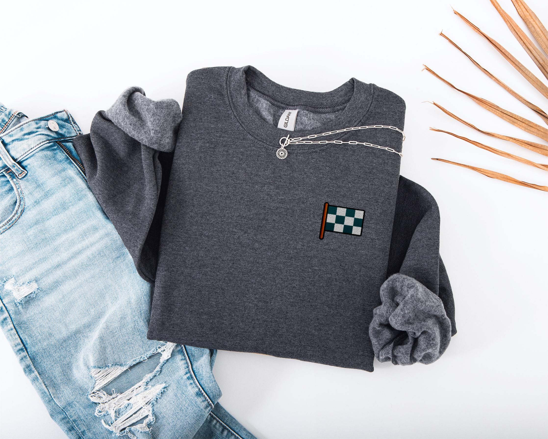 CRCREW❤様確認用 Embroidered Checkered Flag Sweatshirt, Racing Crewneck - Etsy Israel
