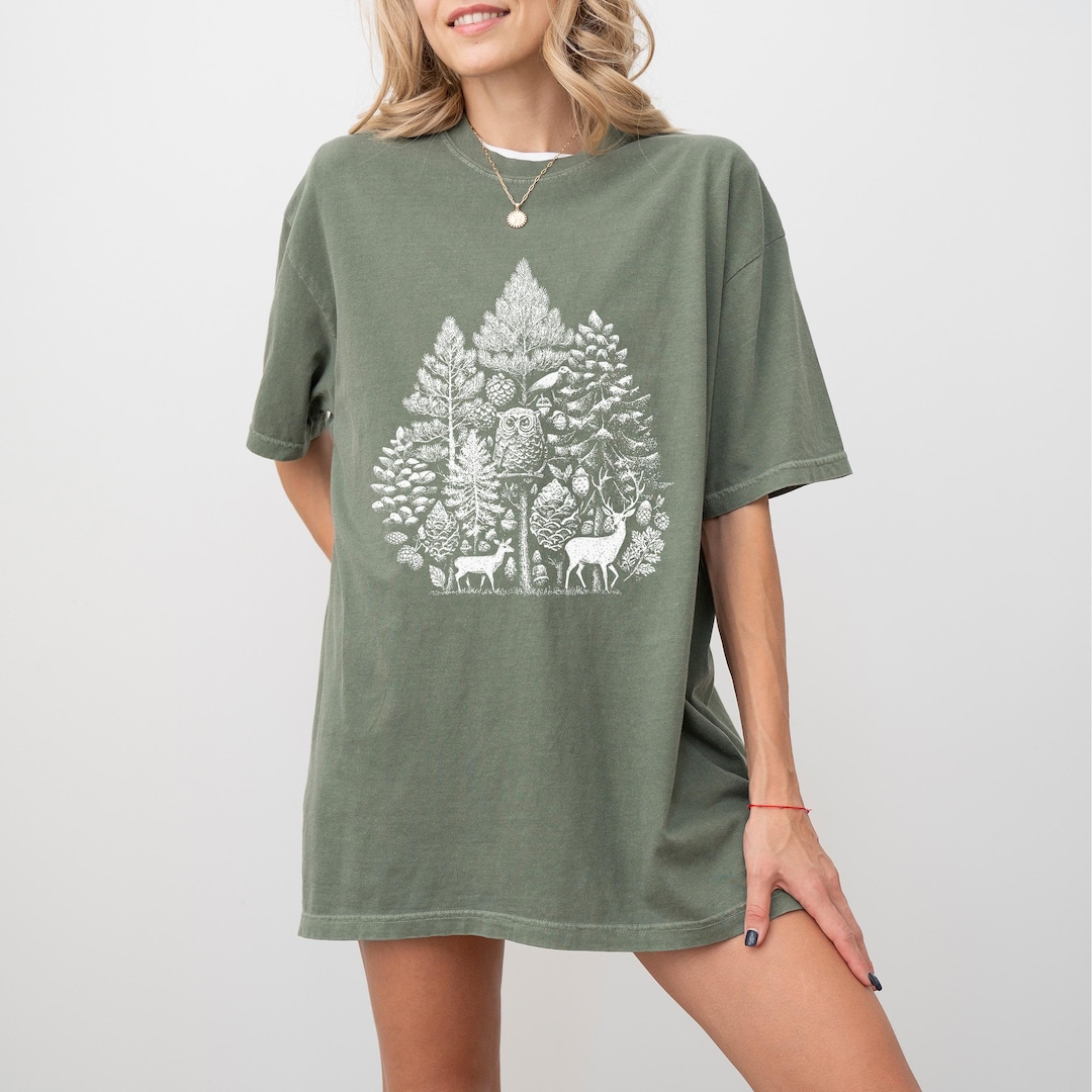 Deer Woodland Shirt | Vintage Pine Forest Graphic Tee | Comfort Colors ...