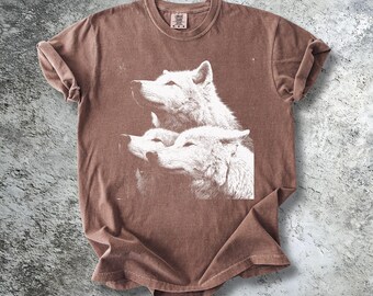 Wolf Shirt | Vintage Wildlife Wolf Pack Graphic Tee | Comfort Colors Nature Lover Gift | Retro Garment Dyed Animal Top
