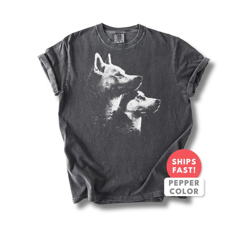 Chemise husky sibérien, t-shirt graphique portrait de chien vintage image 7