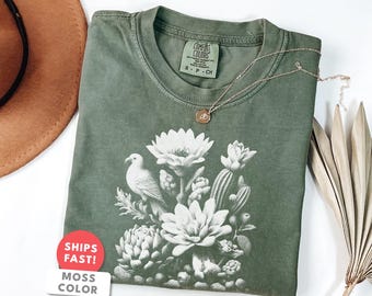 Aesthetic Cactus Flower Shirt: Comfort Colors Cactus Flower Botanical T-Shirt