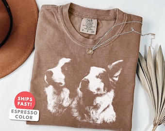 Maglietta Border Collie / Maglietta vintage con grafica di cane Border Collie / Regalo per mamma e papà Border Collie / Maglietta Comfort Colors con razza canina Pepper