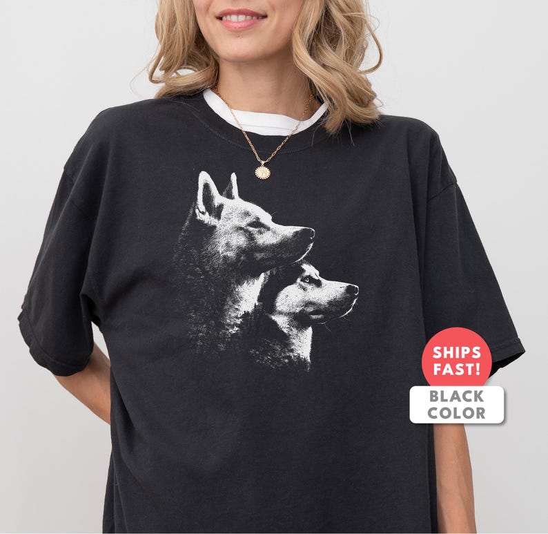 Chemise husky sibérien, t-shirt graphique portrait de chien vintage image 6