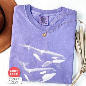Aesthetic Orca Shirt: Comfort Colors Orca Whale Sea Life T-Shirt image 7