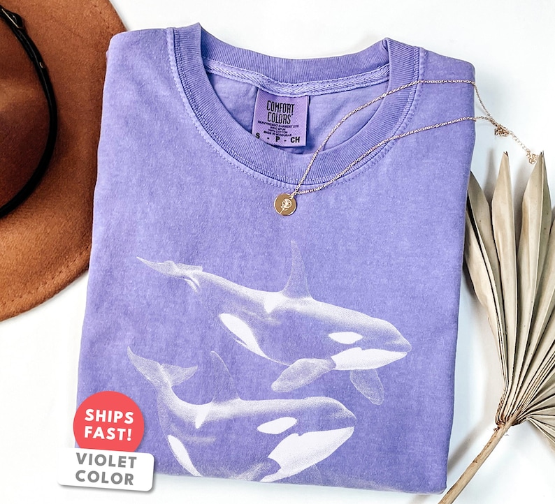Aesthetic Orca Shirt: Comfort Colors Orca Whale Sea Life T-Shirt image 7